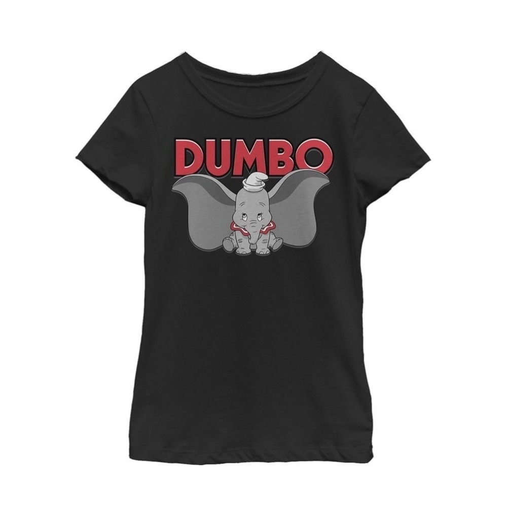 Disney Dumbo T-Shirt Girls Large Black NWT Red Letters Graphic Tee C200
